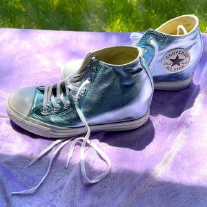 Blue Converse All Star Chuck Taylor wedge sneaker